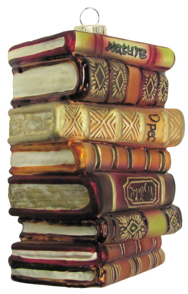Stack of Books Glass Ornament - The Country Christmas Loft