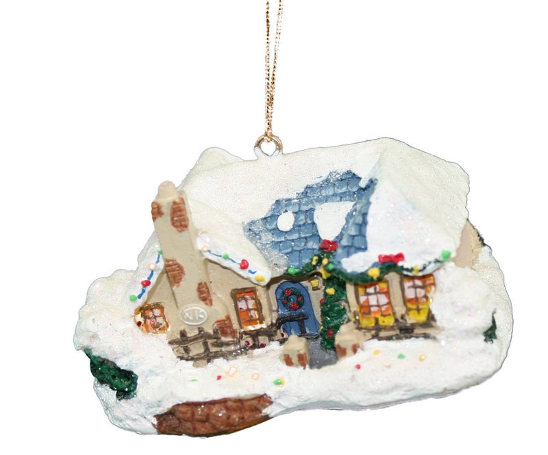 Thomas Kinkade Winter House Ornaments - Chimney in Front - The Country Christmas Loft