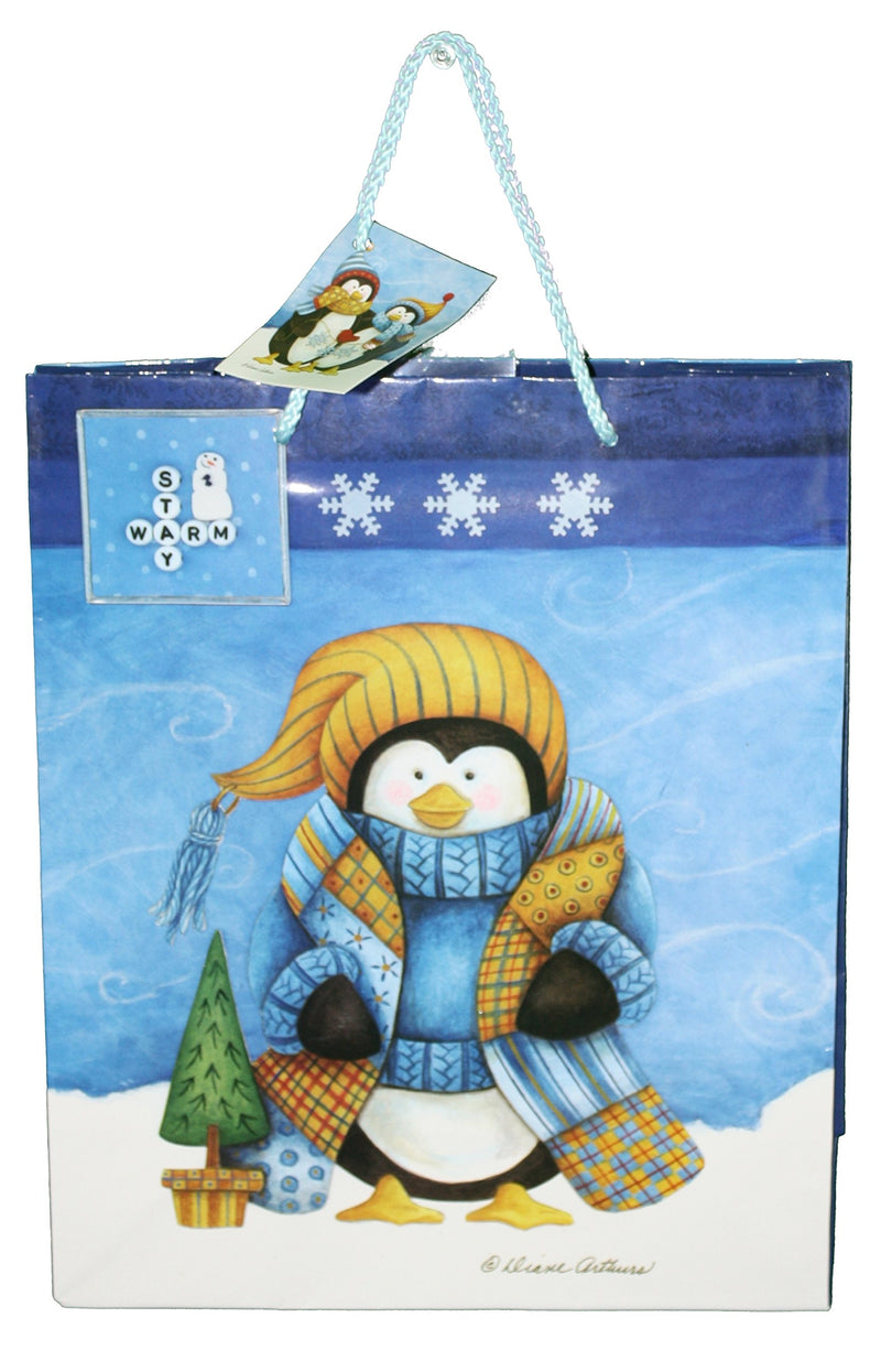 Gloss Finish Deluxe Gift Bag - Frosty Friends - - The Country Christmas Loft