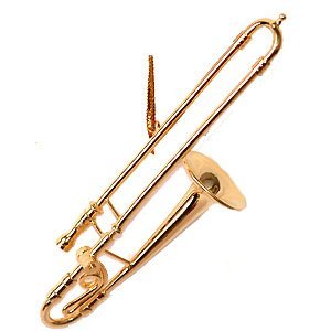 Gold Trombone Ornament - 4.5" - The Country Christmas Loft