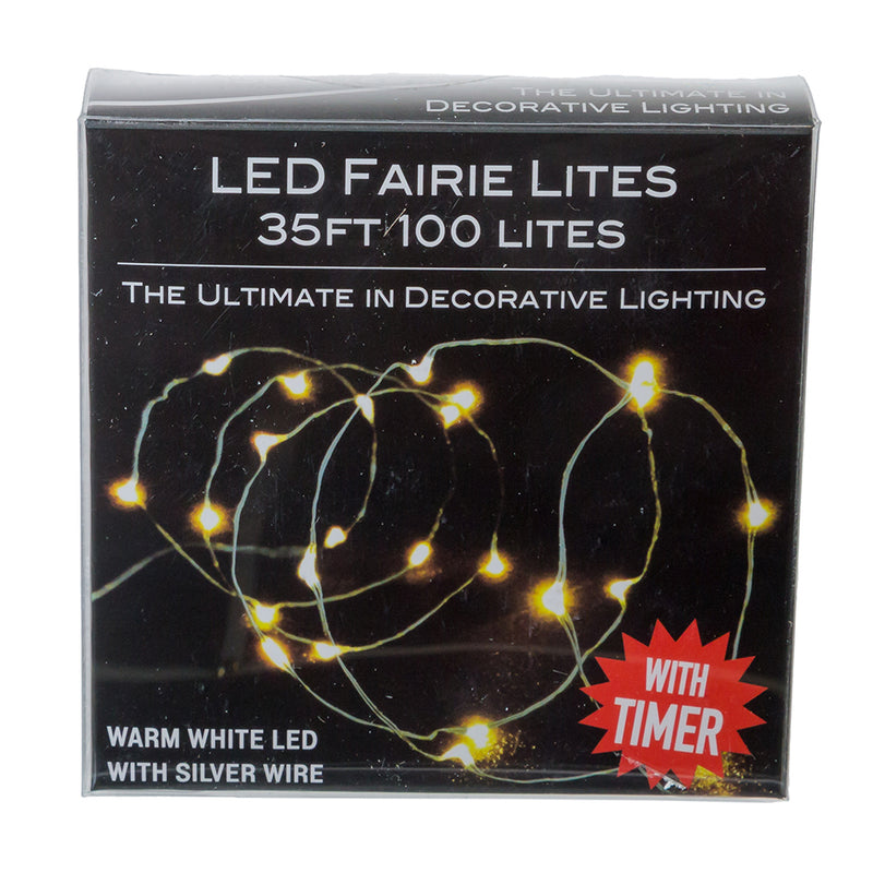 100-Light Battery Operated Warm White Twinkle Fairy Silver Wire Lights - The Country Christmas Loft