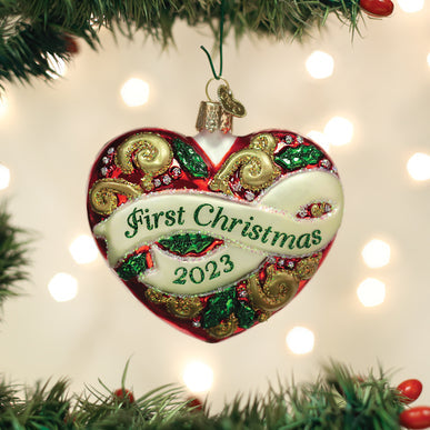 2023 First Christmas Heart Glass Ornament - The Country Christmas Loft