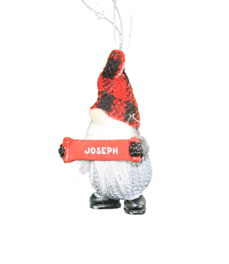 Personalized Gnome Ornament (Letters J-P) - Joseph - The Country Christmas Loft