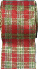 Metallic Plaid Wire Edged Ribbon - Per Yard - The Country Christmas Loft