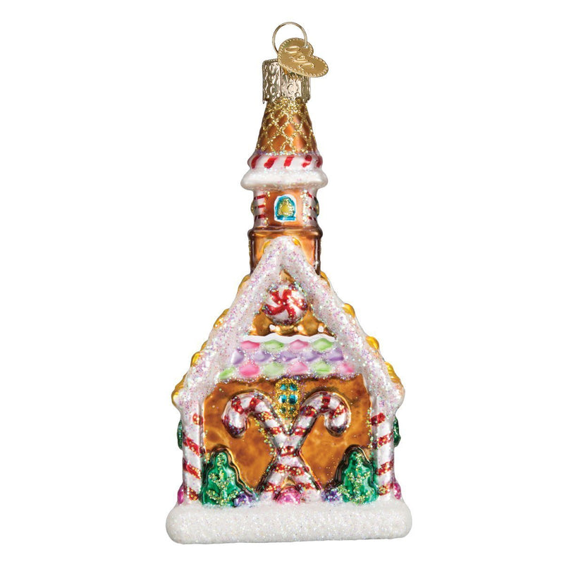 Gingerbread Church Glass Ornament - The Country Christmas Loft