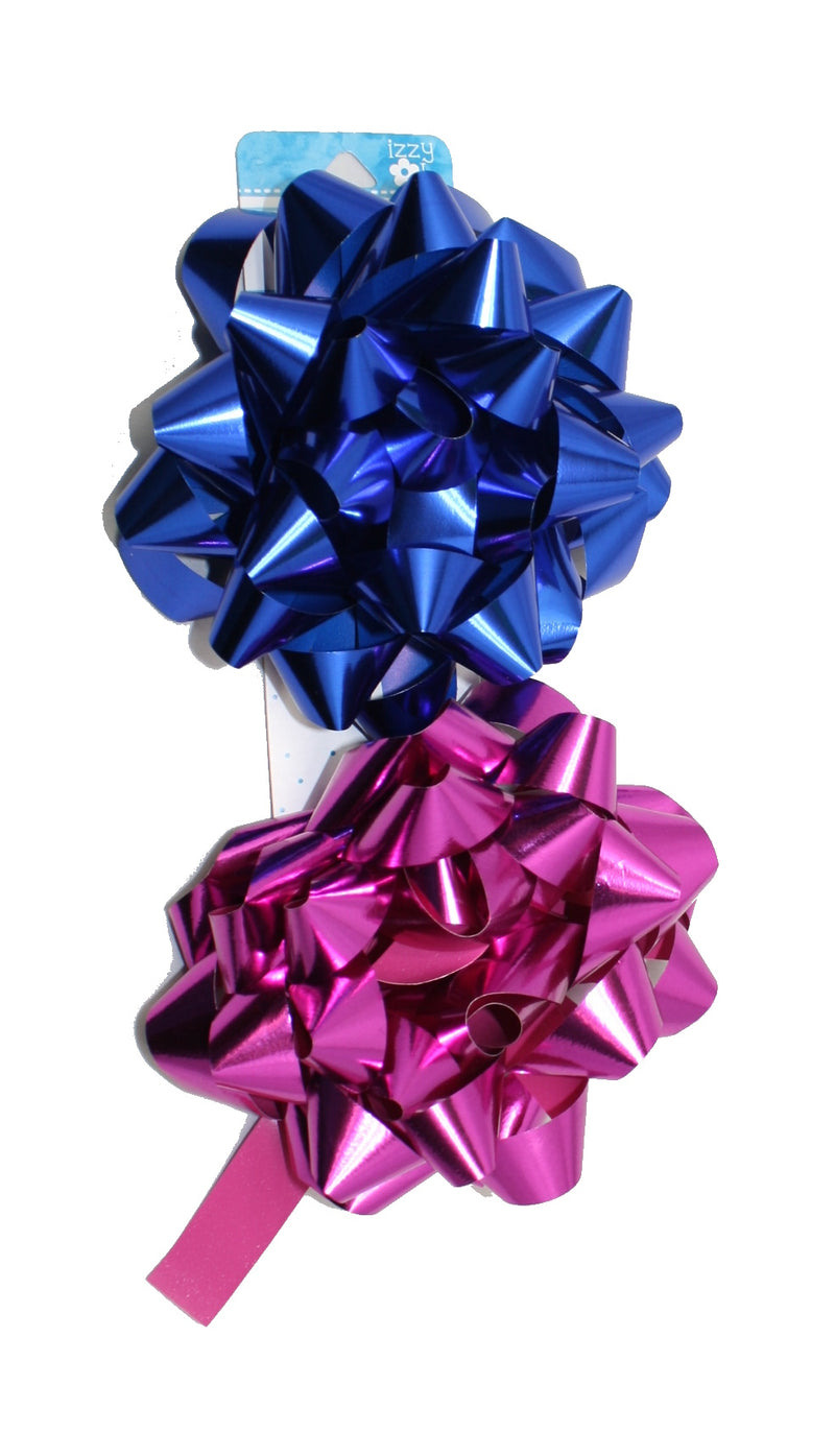 Set of 2 Jumbo Pink and Blue Bows - The Country Christmas Loft