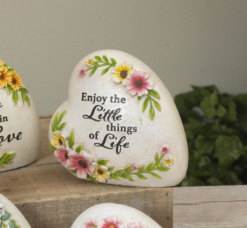 Resin Inspirational Heart Stone - Enjoy the Little things of Life - The Country Christmas Loft