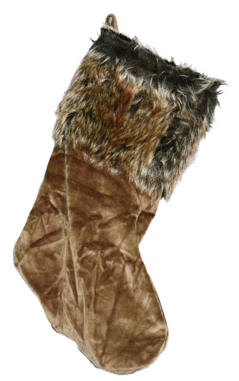 Abbott Collection Madison Velvet And Faux Fur Stocking - - The Country Christmas Loft