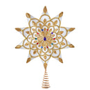 White and Gold Jeweled Star Treetop - 16 Inch - The Country Christmas Loft