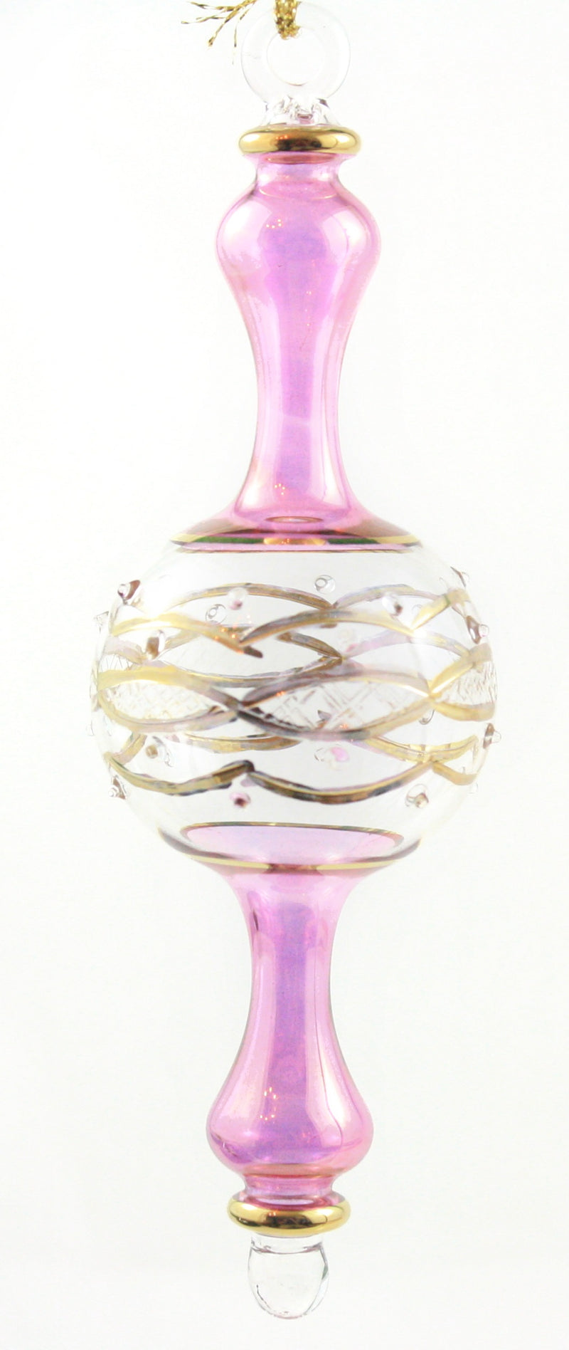 Elegant Gold Etched Glass Rattle Ornament - Purple
