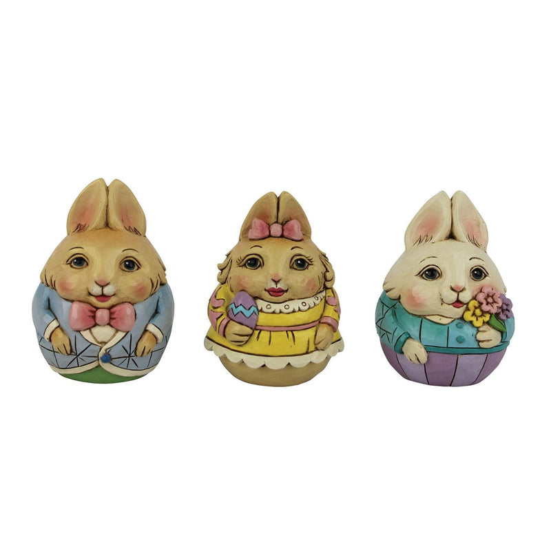 Set of 3 Mini Bunny Eggs Figurine - The Country Christmas Loft