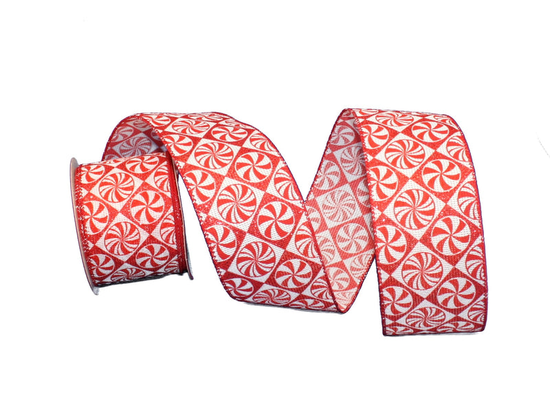 Red and White Peppermint Candy Ribbon - 2.5" x 10 Yards - The Country Christmas Loft