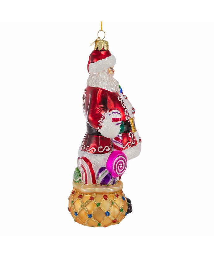 Bellissimo Glass Santa Candy With Candy Ornament - The Country Christmas Loft