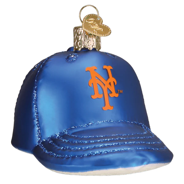 New York Mets Baseball Cap Glass Ornament - The Country Christmas Loft