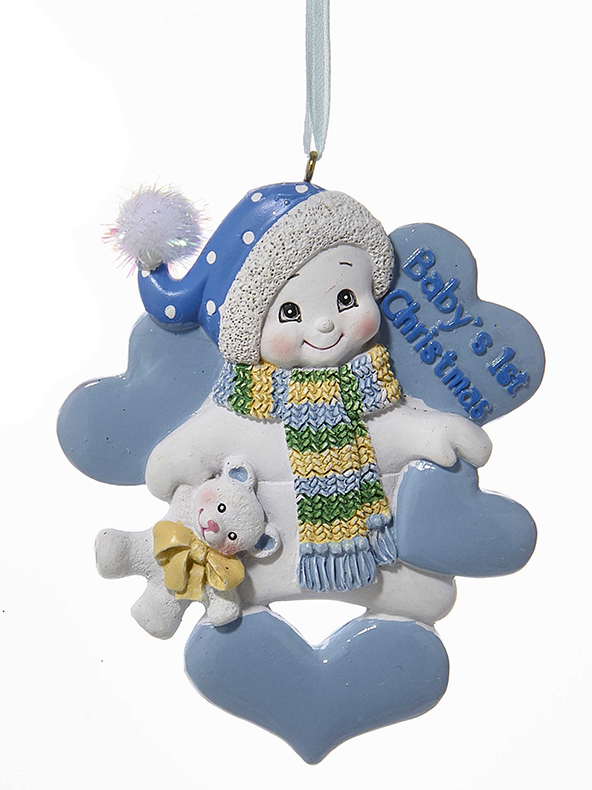Baby's 1st Christmas - Snowman Ornament - Blue - The Country Christmas Loft
