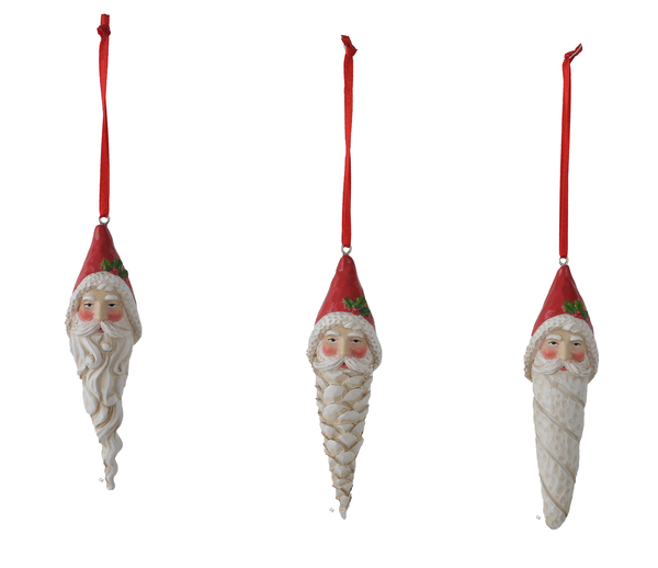 Santa Head Icicle Ornaments - The Country Christmas Loft