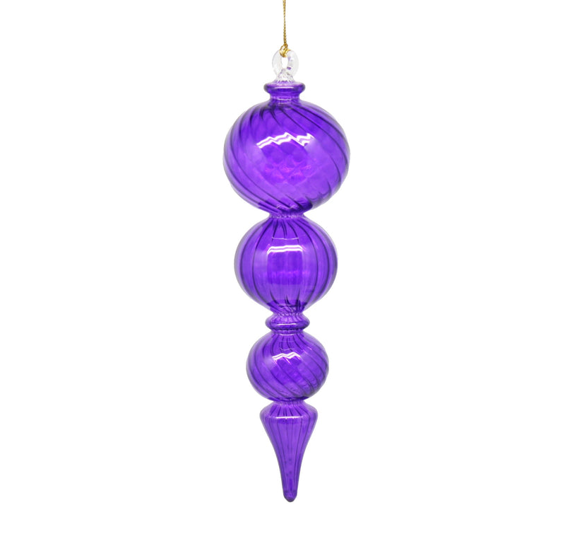 Triple Ball Elegant Spire Egyptian Glass - Purple