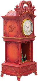 Musical Rotating Santa Mantle Clock - Rosy Red - The Country Christmas Loft