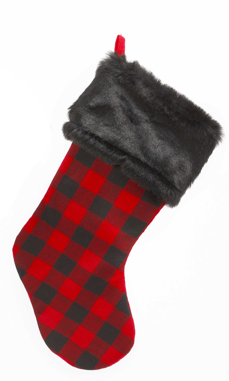 23" Fabric Plaid Holiday Stocking - - The Country Christmas Loft
