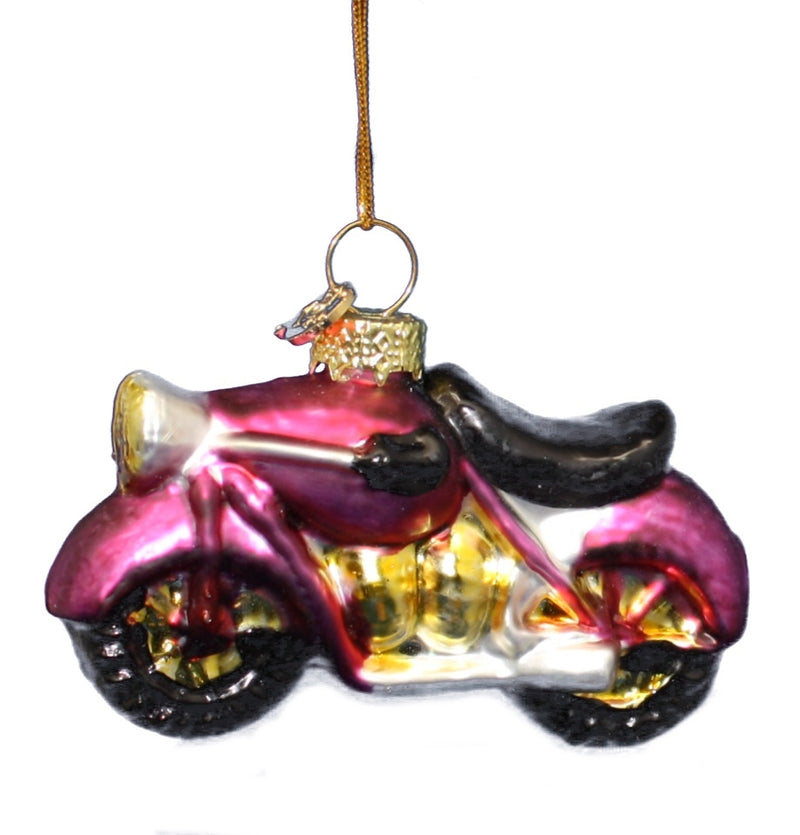3 Inch Boxed Glass Ornament -  Motorcycle - The Country Christmas Loft