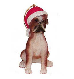 Dog in a Santa Hat Ornament - Pit Bull - The Country Christmas Loft