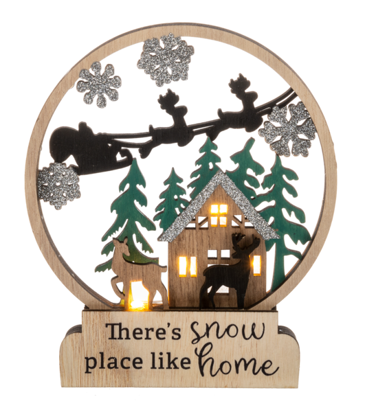 Laser Cut Light Up Snow Globe Figurine - Snow Place Like Home - The Country Christmas Loft