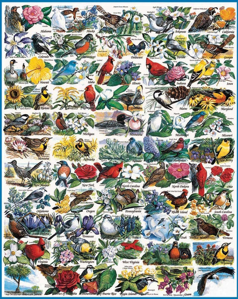 State Birds & Flowers - 1000 Piece Jigsaw Puzzle - The Country Christmas Loft