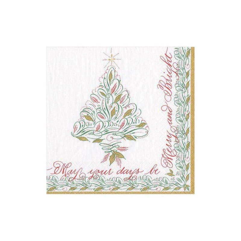 Christmas Calligraphy Paper Cocktail Napkins - The Country Christmas Loft