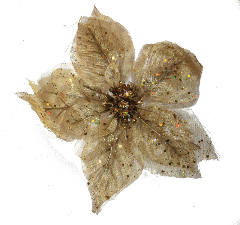 Deluxe Gold Glitter Poinsettia - The Country Christmas Loft