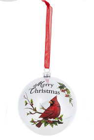 Cardinal Ball Ornament - Merry Christmas - The Country Christmas Loft