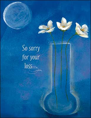 Notion Card - Sympathy Card: Three flowers in vase with full moon in background - The Country Christmas Loft