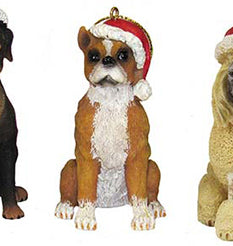 Dog in a Santa Hat Ornament - Boxer - The Country Christmas Loft