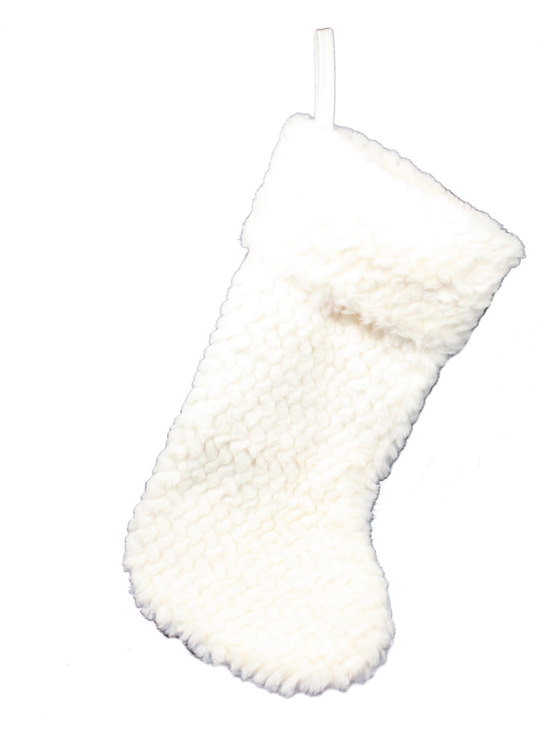 Super-Soft Acrylic Fur Stocking - 18 inch - White