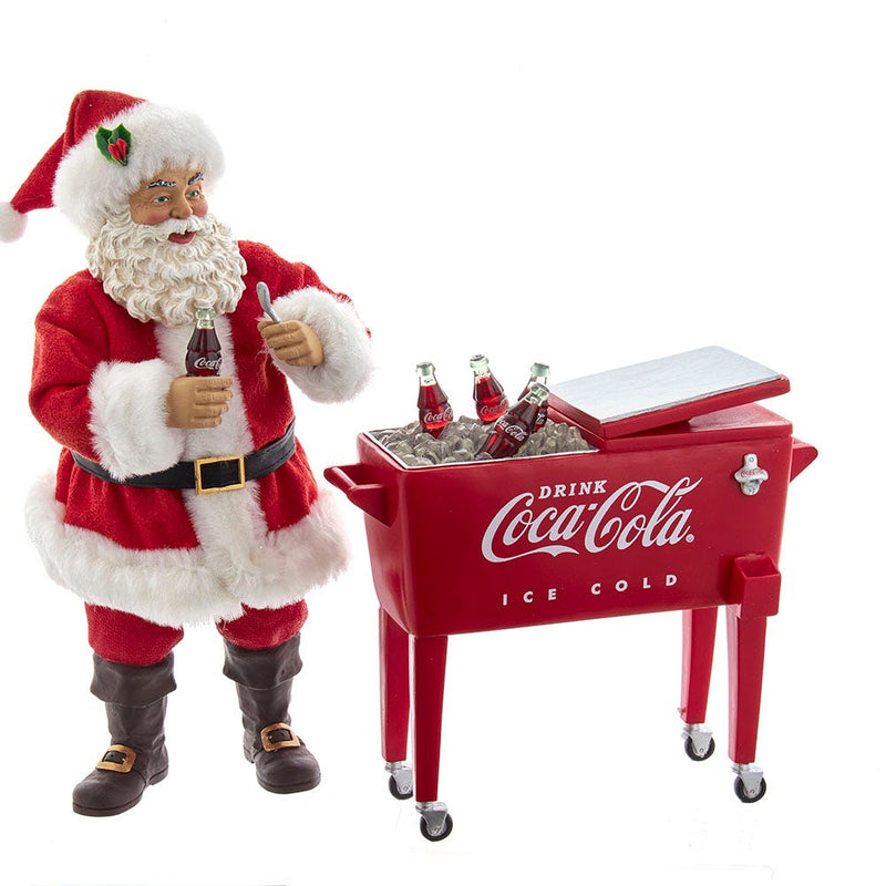 Coca-Cola Fabriché Santa With Table Cooler - The Country Christmas Loft