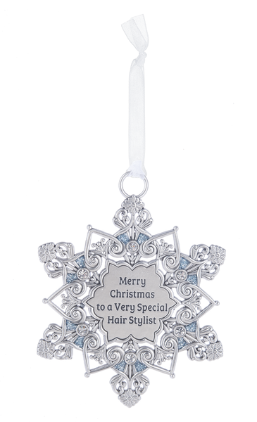 Gem Snowflake Ornament - Merry Christmas o a Very Special Hair Stylist - The Country Christmas Loft