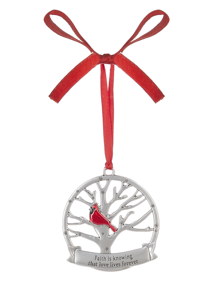 Memorial Cardinal Ornament - Faith is Knowing that Love Lives Forever