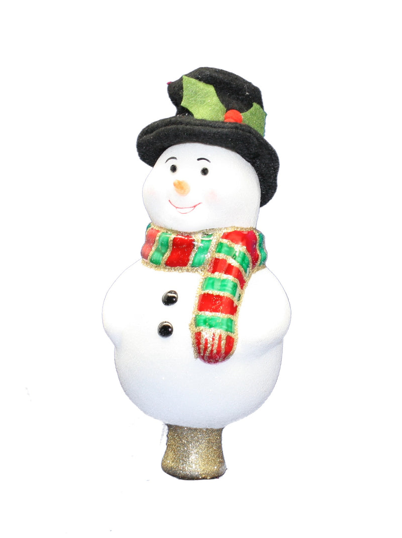 Glass Snowman Tree Topper - The Country Christmas Loft