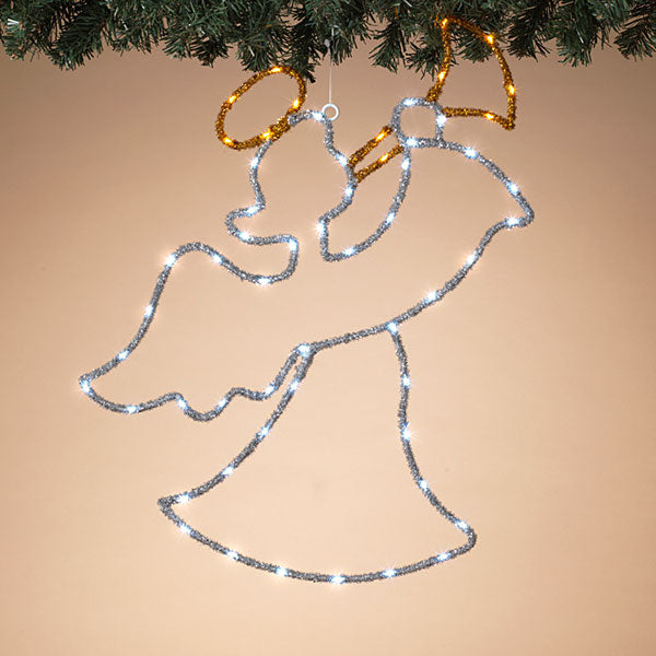 Battery Operated Lighted Tinsel Angel with 57 Lights - The Country Christmas Loft