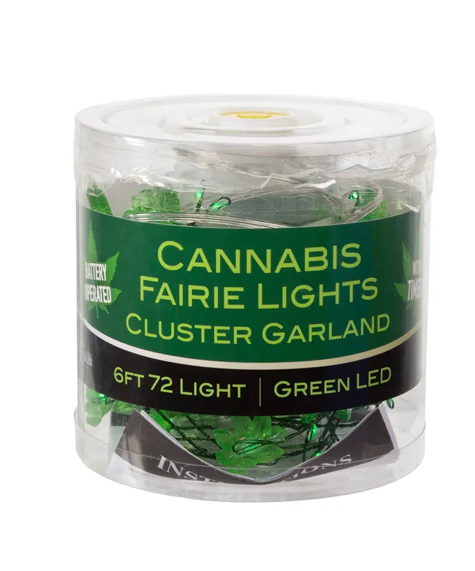 72-Light Green Fairy Micro LED Cannabis Leaf Cluster Garland