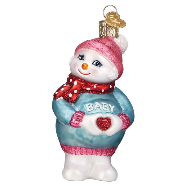 Expectant Snowlady Glass Ornament - The Country Christmas Loft