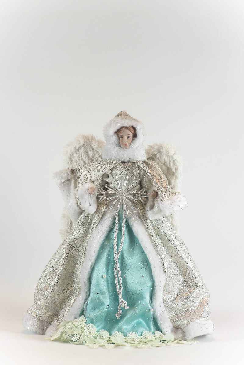 16 Inch Angel Tree Topper - Turquoise and Silver - The Country Christmas Loft