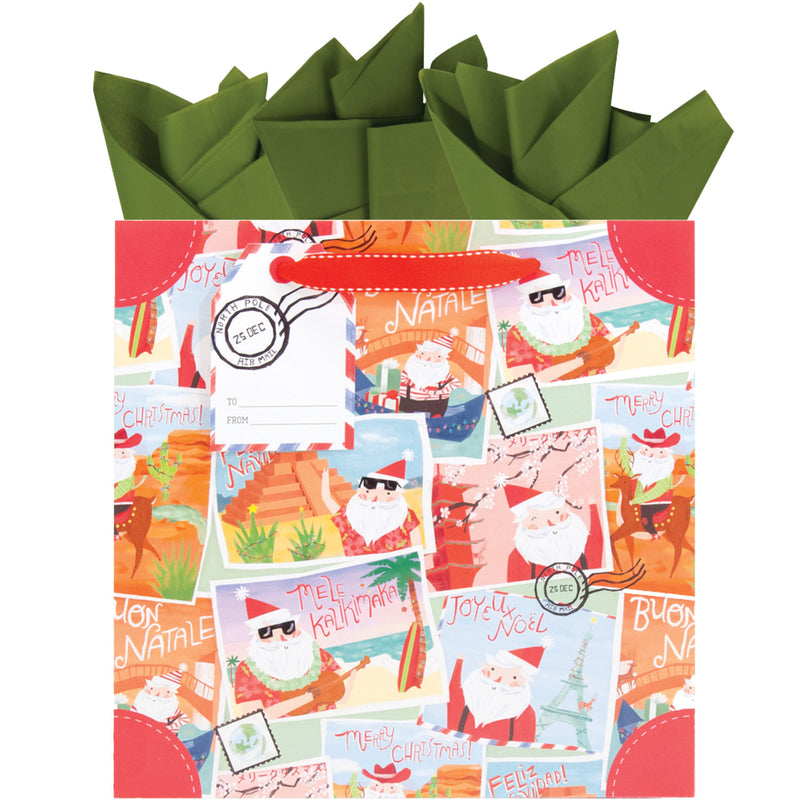 Santa's Vacation Medium Square Gift Bag - The Country Christmas Loft