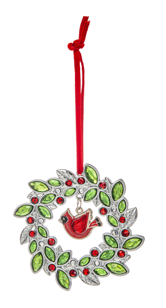 Cardinal Berry Wreath Ornament - The Country Christmas Loft