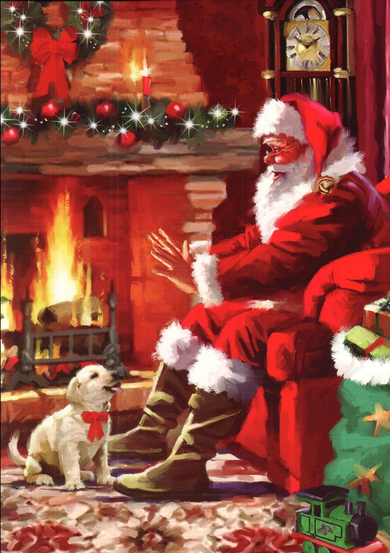 Love of Pets 18 Card Boxed Set - Santa And Puppy By The Fire - The Country Christmas Loft