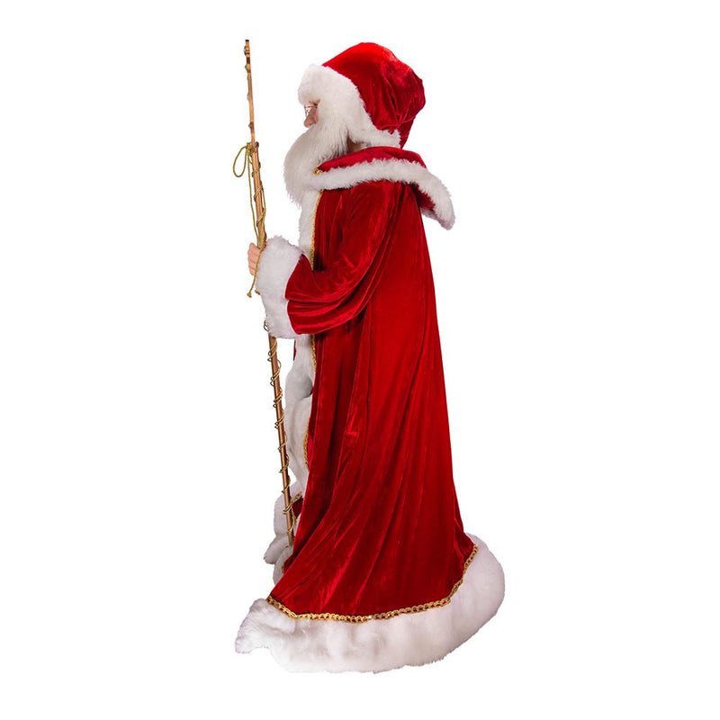 Kringle Klaus Elegant Santa With Staff - 72 Inches Tall - The Country Christmas Loft