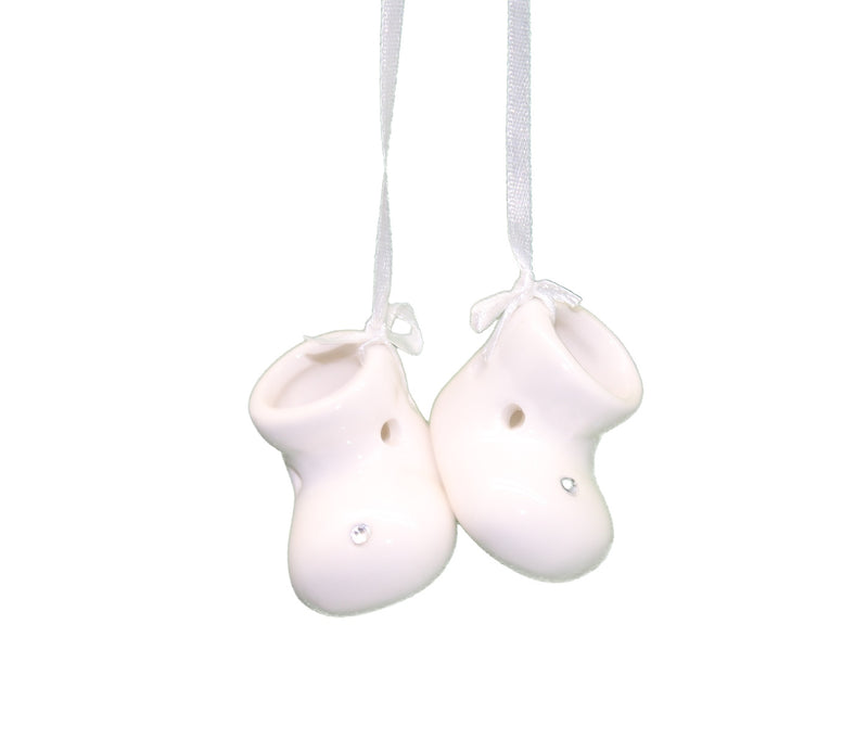 Baby's First Christmas Porcelain Booties Ornament - - The Country Christmas Loft