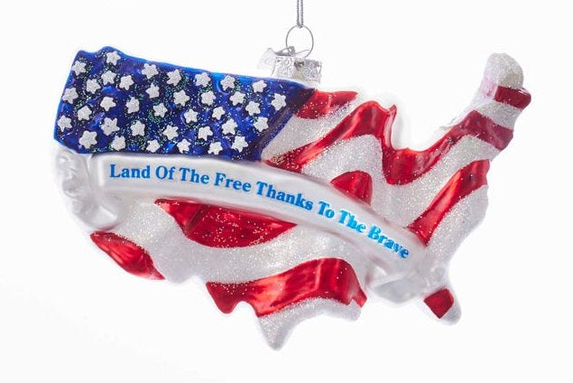 Glass America Stars and Stripes Ornament - Land of the Free - The Country Christmas Loft