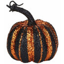 Witch Hallow Black and Orange Vertical Stripe Pumpkin Figurine - The Country Christmas Loft