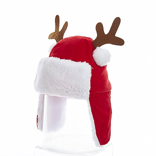 7 inch Plush Red Kids Hat With Antlers - The Country Christmas Loft