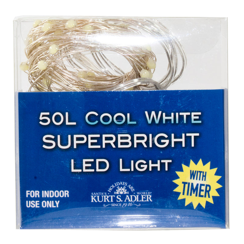 50-Light Battery-Operated Classic White Superbright LED Light Set - The Country Christmas Loft